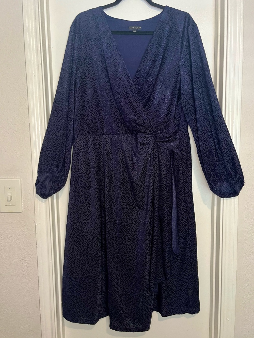Lane Bryant Velvet Dot Faux Wrap Dress